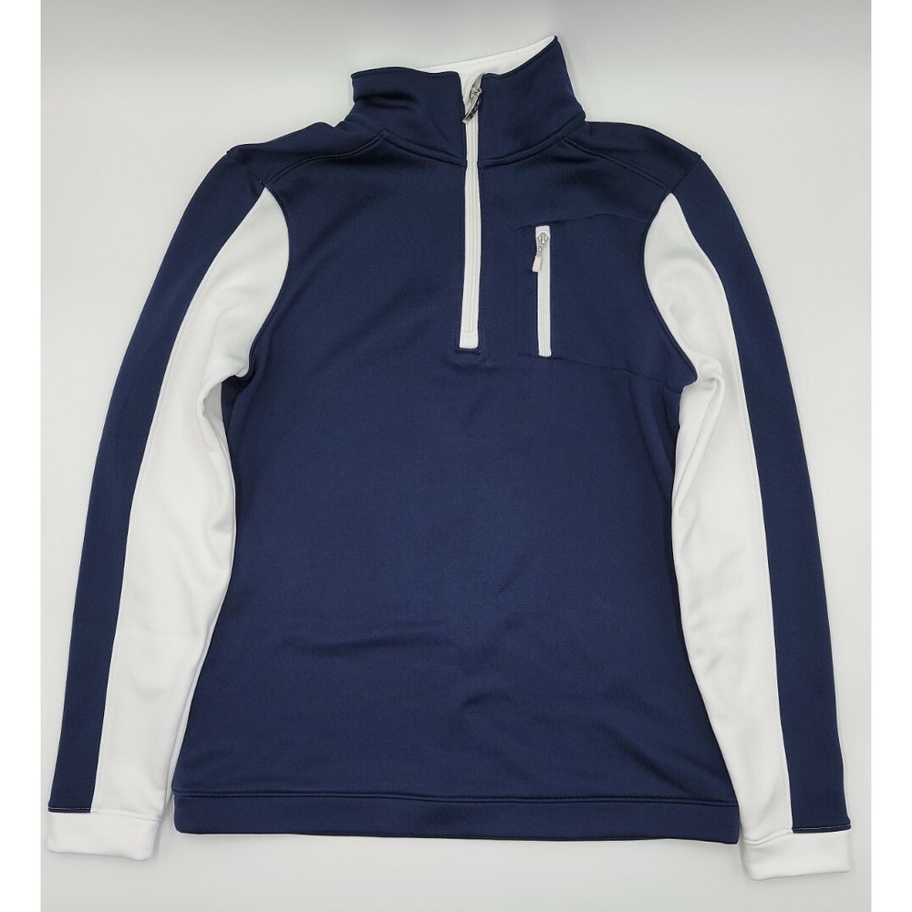 IZOD GOLF 1/4 Zip Windbreaker Size XS Navy Blue‎ with White Accents #C154